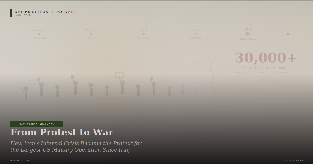 From Protest to War: How Iran's Internal Crisis Became the Pretext for the Largest US Military Operation Since Iraq